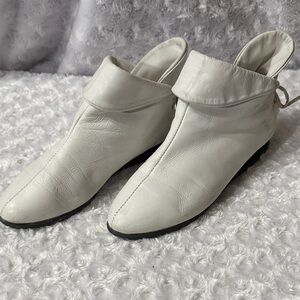 Women's White leather Ankle Boots